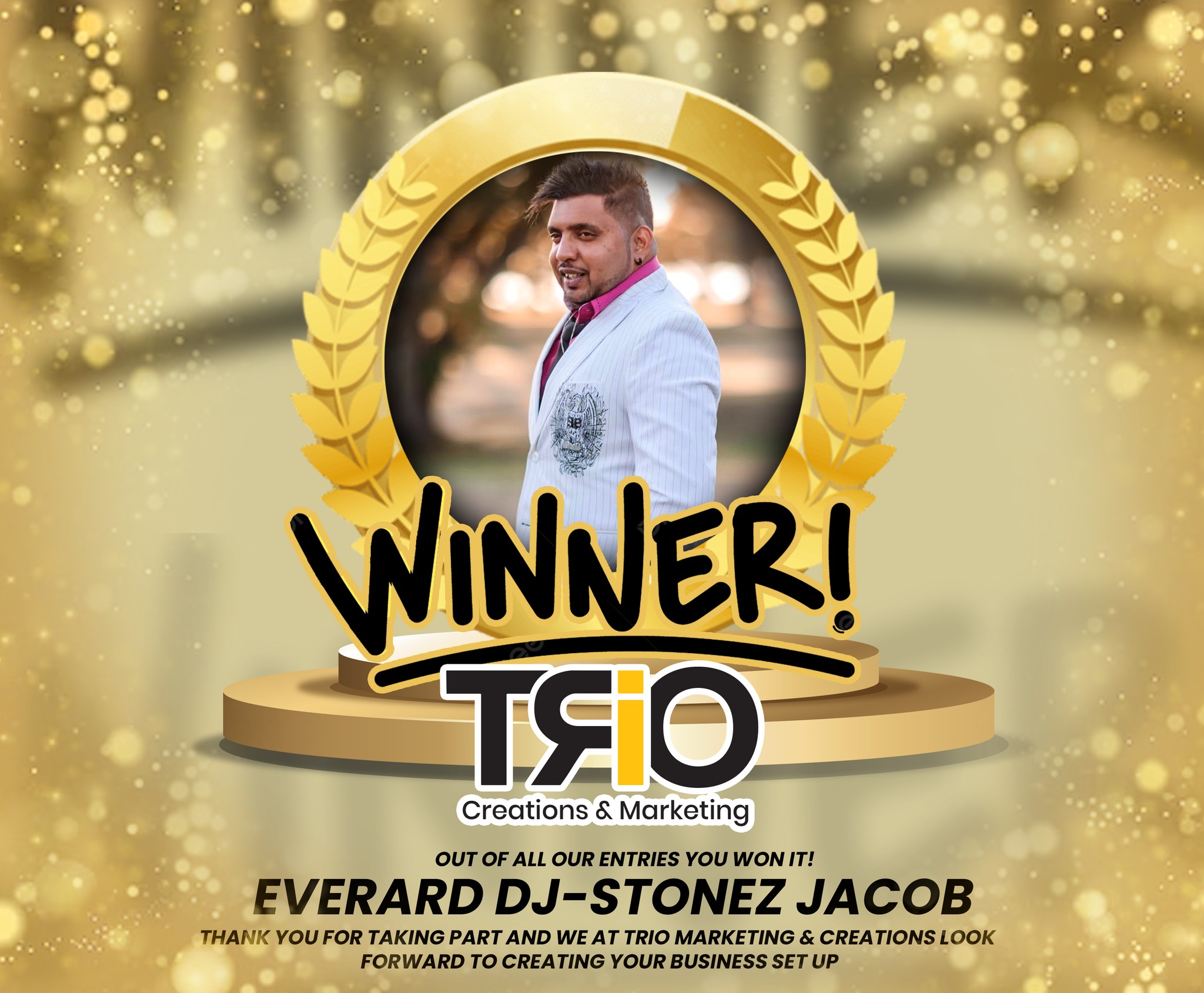 Competition Winner Announcement Newcastle – Free Business Setup | Trio Creations