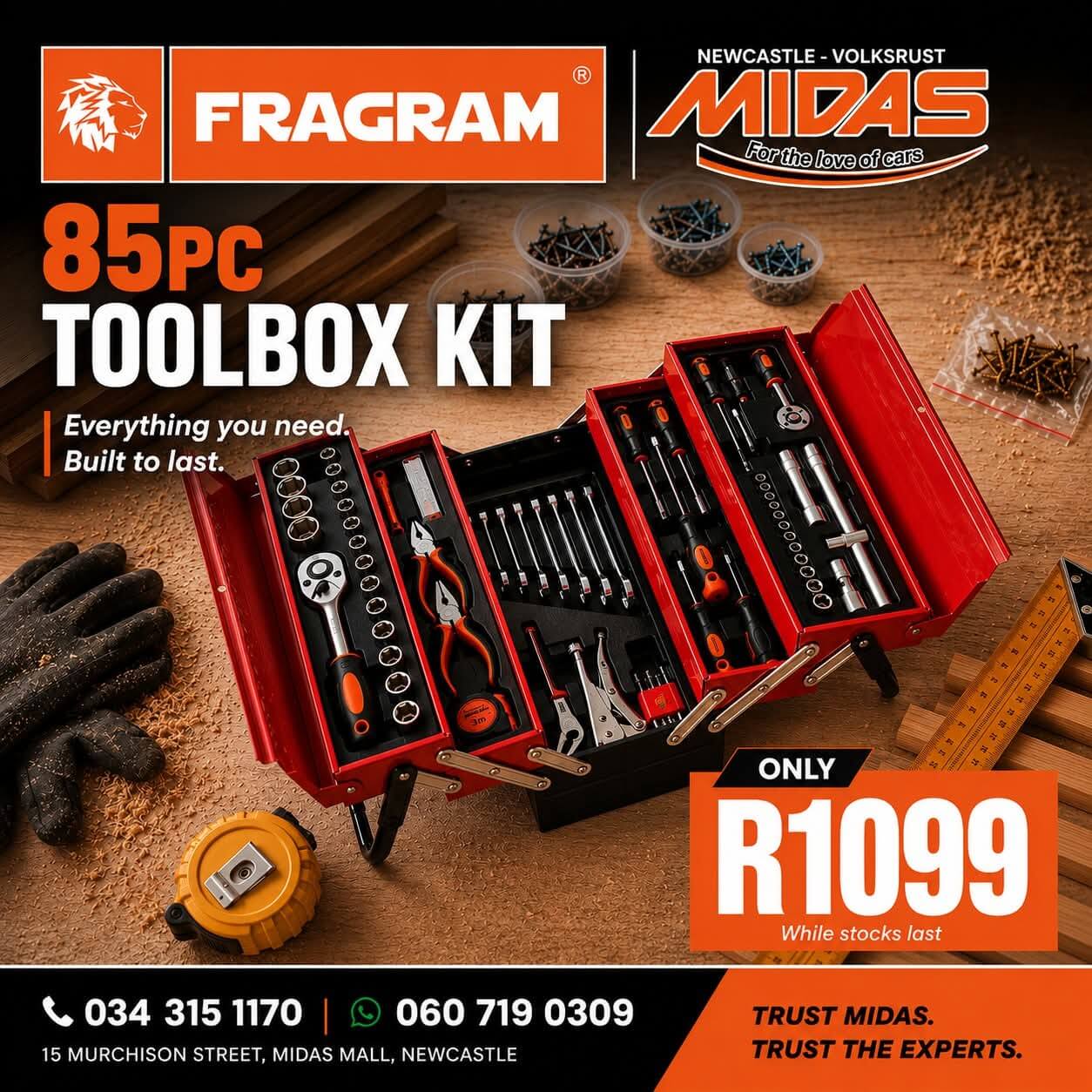 Toolbox Kit Special in Newcastle | Midas 85pc Fragram Kit